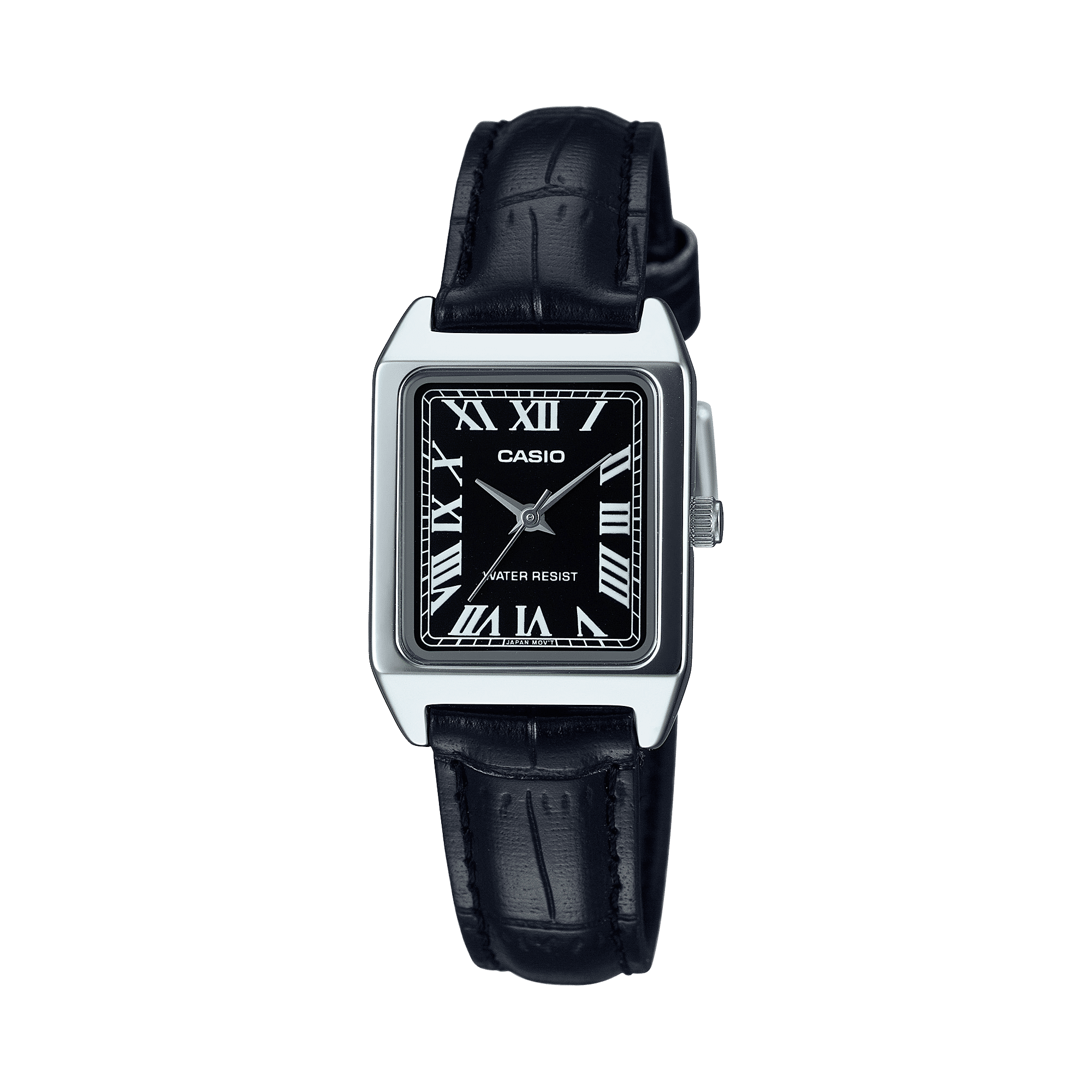 CASIO LTP-V007L-1BUDF BLACK ANALOG DIAL BLACK LEATHER BAND WOMEN'S WATCH A2286